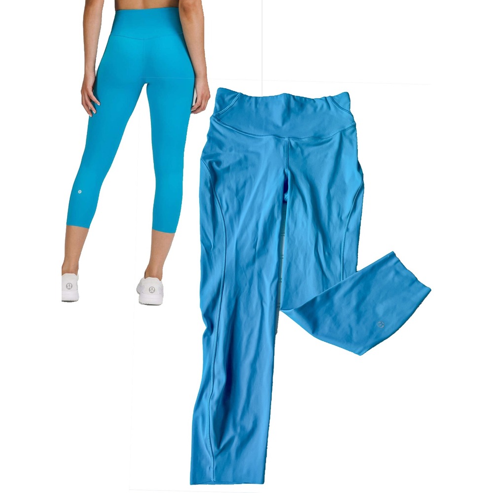 Lululemon Base Pace Running Crop 23" Sz 6 Tight Turquoise High-Rise Legging Yoga